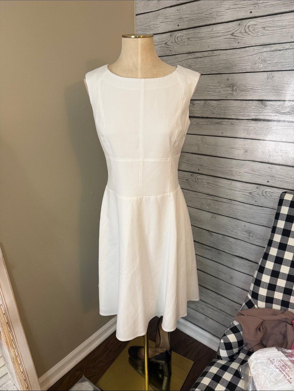 Jones New York White Sleeveless Fit-and-Flare Mini Dress